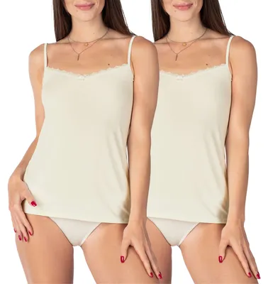 Image de Maillot de corps pour femme Bellivalini en viscose avec dentelle BLV50-219 (écru, XS)