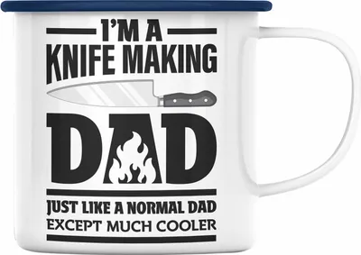 Produktbild von Trendation - Schmied Geschenk Emaille Tasse mit Spruch Hufschmied Emaille Emaille Tasse Geschenkidee Papa (Blau)