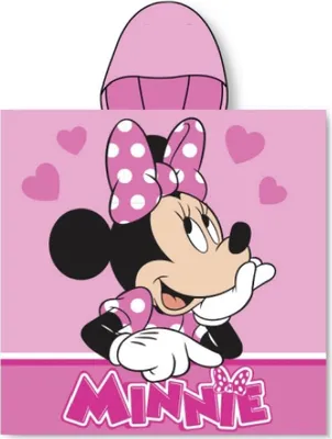 Immagine prodotto di Poncho da spiaggia per ragazze - asciugamano con cappuccio Minnie Mouse con cuori