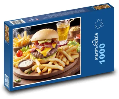 Zdjęcie produktu dla Puzzle 1000 Soczysty burger i chrupiące frytki - martinpuzzle