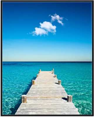 Produktbild von Wallario Wandbild Steg am tropischen Meer, Größe: 40,30 x 50,30 cm, Poster mit schwarzem Aluminiumrahmen