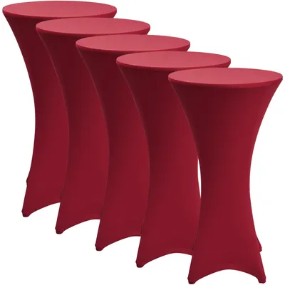 Produktbild von Beautissu Stretch Stehtisch Bistrotisch Husse, Ø60-65cm, Bordeaux, 5er Set