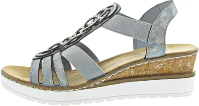 Produktbild von Rieker V38H8-12 Damen Sandalen Sandaletten Keilabsatz Plateau, Größe:38 EU, Farbe:Blau