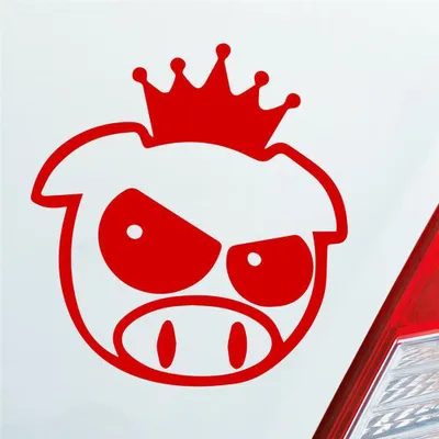 Produktbild von Auto Aufkleber Bad Pig Drift König Krone Schwein 10x11 cm Rot Sticker Heckscheibenaufkleber