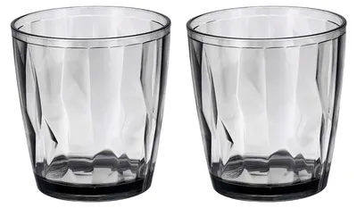 2er-Set Kunststoff-Trinkgläser 210 ml, unzerbrechlich, stapelbar, grau