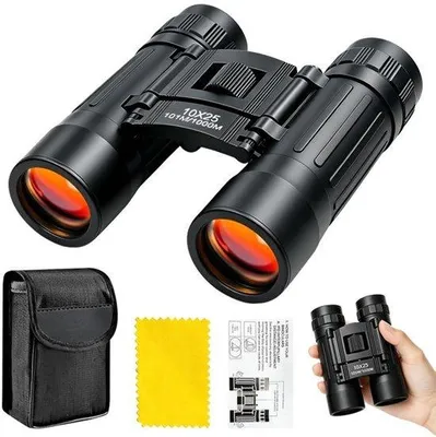 Produktbild von Kompaktes Fernglas, 10 x 25, Mini Fernglas für Erwachsene mit FMC-Objektiv, kompakt, leicht, faltbar, für Vogelbeobachtung, Reisen, Sport, Konzerte