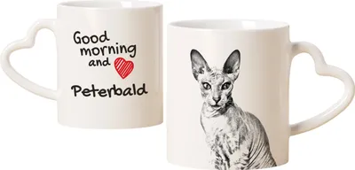 Obrázok produktu pre Hrnček Peterbald s mačkou, rozkošný hrnček s uškom v tvare srdca, univerzálny darček od značky Art-Dog