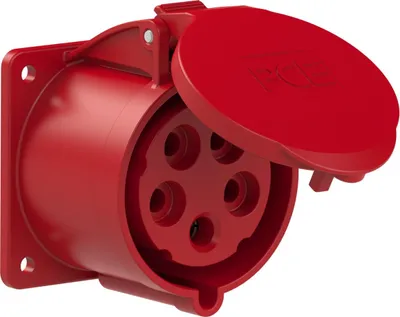 Obrázek produktu pro Rovná vestavná zásuvka 32A 400V 3P+Z+N 75x75mm IP44