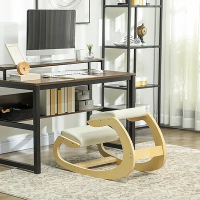 Produktbild von SUGIFT Kniestuhl Büro Meditation, Kniehocker ergonomisch schaukelnd, Buchenholz Cremeweiß  |  Haltungskorektur  |  7,2 kg  |  55 x 85 x 55 cm