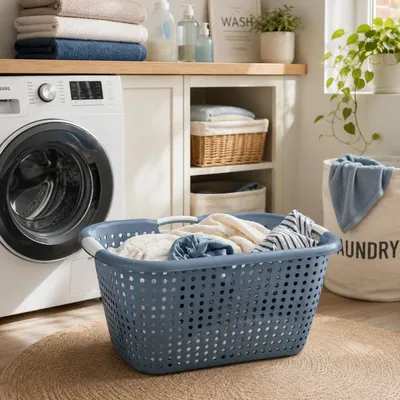 Produktbild von Wäschekorb Wäschebehälter Wäschesammler 26 Liter B60xL40XH22cm Blau