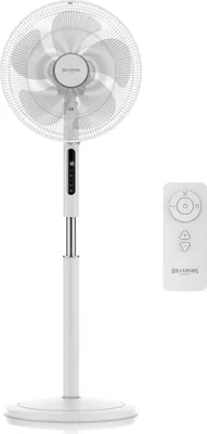 Produktbild von Brandson Standventilator mit Fernbedienung, leise, 12 Geschwindigkeitsstufen, DC, energiesparend, Oszillation, Timer, Memory-Funktion, LED-Panel, ECO, verstellbar 120–135 cm