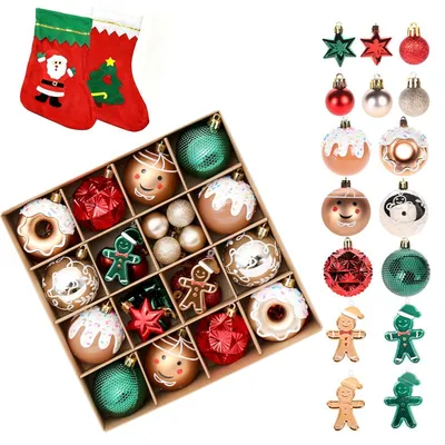 Produktbild von Weihnachtskugeln 6 cm 44 Stück Rot, Grün, Gold, Weiß Matt/Glänzend