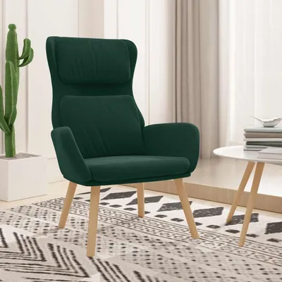 Produktbild von Dunkelgrüner Relaxsessel aus Samt mit Polsterung, Armlehnen, Metallgestell und Gummibaumholzbeinen, 70 x 77 x 98 cm, für Wohnzimmer, Büro und Leseecke