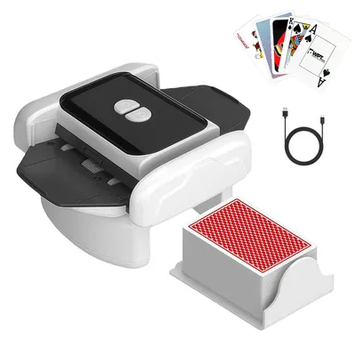 Produktbild von Mapille Kartenmischmaschine Elektrische,Automatischer Kartenmischer,Kartenmischgerät,Mischmaschine für 1–2 Decks,mit Auto/Manuellem Modus,Geräuscharm für Kartenspiele,Texas Hold'em,Poker – Schwarz Wei