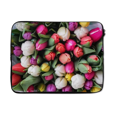 Produktbild von MuchoWow® Laptop Hülle 15 Zoll Blumen - Blumenstrauß - Tulpen Laptoptasche - Laptoptasche - Sleeve - Rundum-Schutz