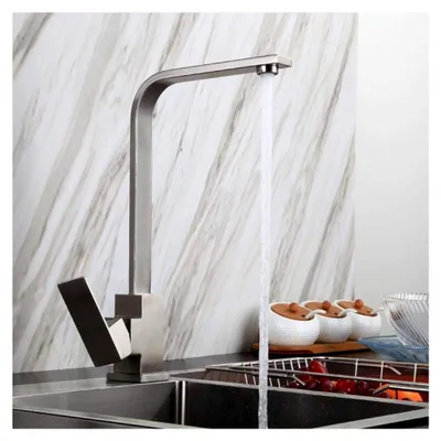 Produktbild von Quadratischer Wasserhahn in gebürstetem Gold aus schwarzem Edelstahl