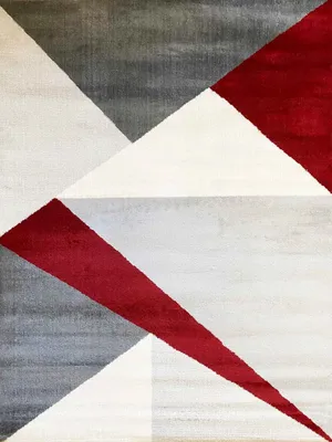 Produktbild von Teppich Wohnzimmer Schlafzimmer Flur Teppich Geometrisches Muster Rot, Maße:80x150 cm
