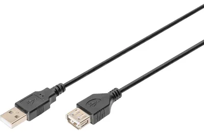 Zdjęcie produktu dla Digitus Przedłużacz USB-A, 3 m, 3 m, USB A, USB A, USB 2.0, Męska/Żeńska, Czarny