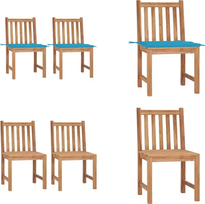 Produktbild von vidaXL Gartenstühle 2 Stk. mit Kissen Massivholz Teak - Gartenstuhl - Gartenstühle - Holz-Gartenstuhl - Holz-Gartenstühle