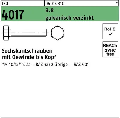 Produktbild von Sechskantschraube ISO 4017 VG M 27 x 80 8.8 galvanisch verzinkt