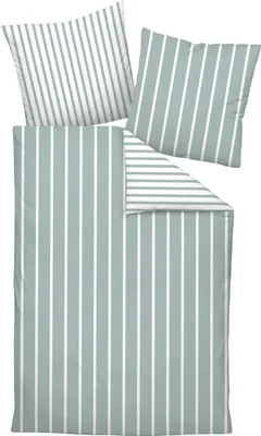 Produktbild von Janine Interlock Jersey Bettwäsche Classic Streifen 135x200 cm + 80x80 cm salbeigrün