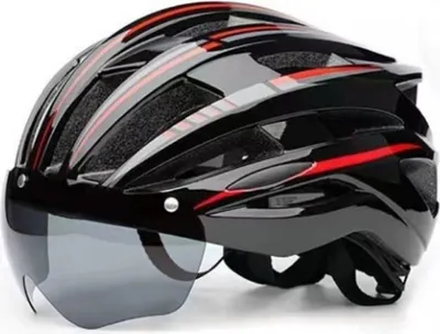 Produktbild von Damen Herren Fahrradhelm Radhelm Rennradhelm MTB Bike Fahrrad Helm Schutzhelm Fahrrad Helm Helme Erwachsene 58 - 61CM, Schwarz Rot