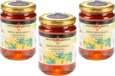 Produktbild von -Kastanienhonig, 3x500g, 100 % italienisch, nicht pasteurisiert, natürlich und roh, handwerkliche Herstellung, reiner Rohhonig. HERGESTELLT IN ITALIEN, 3x500g