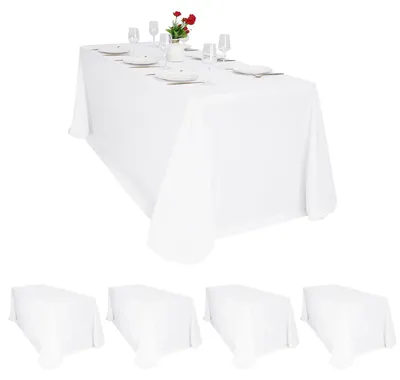 Rechteckige Tischdecke 4er-Set, 229x396 cm, Polyester, weiß