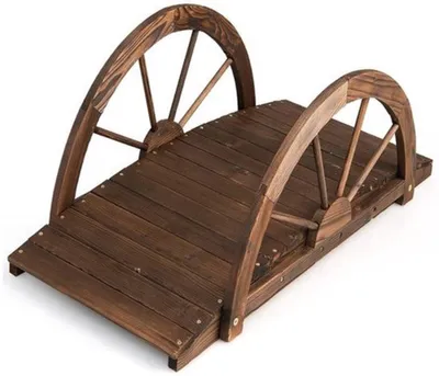 Image de Pont de jardin en bois - 101 x 48,5 x 38 cm - Bois de pin massif - Pont décoratif pour bassin