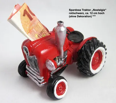 Produktbild von Spardose Traktor Nostalgie, rot/schwarz, ca. 12 cm hoch