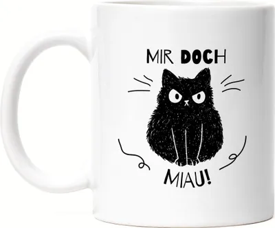 Produktbild von Mir Doch Miau Tasse Weiß mit Katzen und Herzen Motiv für Katzenliebhaber Katzenliebe Mieze Büsi