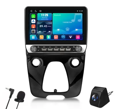 Imagen del producto de Radio para coche Linux compatible con Toyota Aygo, Citroen C1 y Peugeot 108 (modelos 2014-2021), pantalla táctil 2 Din, compatible con CarPlay y Android Auto, Bluetooth 5.1, incluye cámara y micrófono