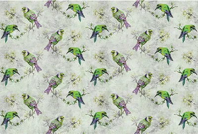 Produktbild von Tadessi Fototapete | Vögel | 4.00 m x 2.70 m | Grün | Beige | Wandbild | Digitaldruck