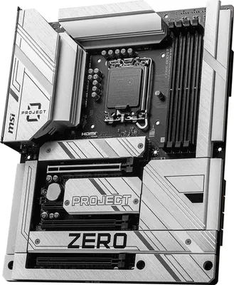 Produktbild von MSI Z790 PROJECT ZERO, Intel, LGA 1700, Intel® Celeron®, Intel® Pentium®, Intel® Pentium® Gold, 256 GB, DDR5-SDRAM, 256 GB