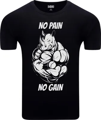Obrázek produktu pro Pánské tričko s potiskem fitness nadšenců No pain, no gain Black velikost M