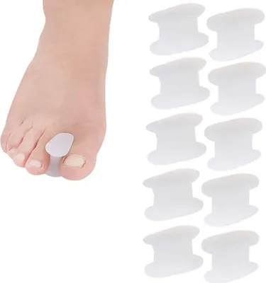 Produktbild von Gel Zehenspreizer Hallux Valgus Zehenteiler Gel Zehentrenner Zehenschutz Zehenspreizer Hallux Korrektur Silikon Zehen Abstandhalter für überlappende Zehen Weich und Komfortabel 10er Pack