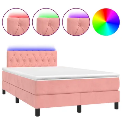 Produktbild von Boxspringbett mit Matratze & LED Rosa 120x200 cm Samt