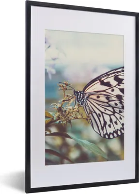 Produktbild von MuchoWow® Gerahmtes Poster Schmetterling - Blumen - Frühling 40x60 cm - Poster mit Schwarzem Bilderrahmen Wandposter Rahmen Foto Bilder - Poster in Rahmen