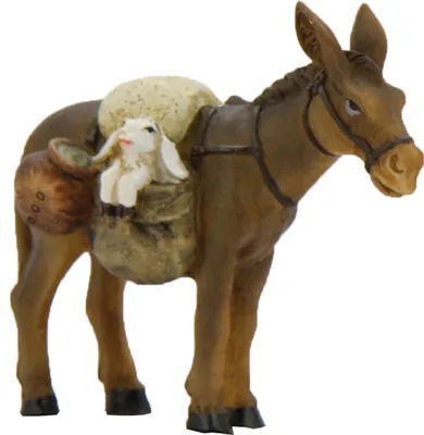 Produktbild von FADEDA Esel mit Schaf    / Höhe:8 cm / handbemalt / detailgetreue Krippen Figuren - Weihnachten Tisch Dekoration Krippe Zubehör