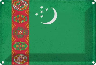 Produktbild von vianmo Blechschild 20x30 cm Turkmenistan Vintage Flagge Fahne Wappen