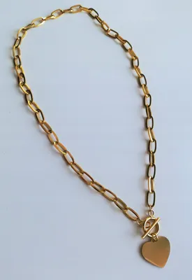 Produktbild von mm große Herzkette, Goldstahl, 45 cm
