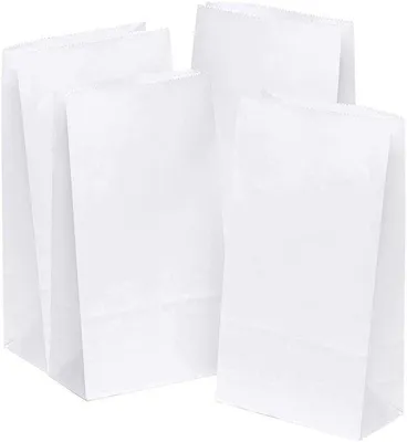 Productafbeelding van Kraftpapier zakken, set van 50 - Wit - Cadeautas - Herbruikbaar/recyclebaar - Geschikt voor voedsel - Cadeautas