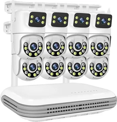 Immagine prodotto di Sistema CCTV wireless, canale NVR, telecamere a doppio obiettivo, visione notturna, 8CH NVR e 8 telecamera, 500g