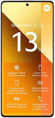 Produktbild von Xiaomi Redmi Note 13 5G 16,9 cm (6.67") Dual-SIM Android 13 USB Typ-C 8 GB 256 GB 5000 mAh Weiß