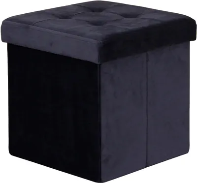 Immagine prodotto di Milani Home - pouf quadrato, velluto, seduta poggiapiedi, nero, 38 x 38 x 38 cm