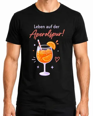 Produktbild von Leben auf der Aperolspur! Sommer Cocktail Spritz Mädelsabend Herren T-Shirt, Schwarz, M