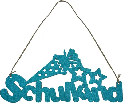 Produktbild von Oblique Unique Schulkind Holz Schild als Tür Anhänger für Schuleinführung Einschulung Jungs Deko zum Aufhängen - türkis