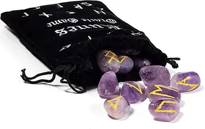 Image de Set d'oracle runique améthyste dans un sac en velours --218g