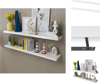 Obrázok produktu pre vidaXL Nástenné police 2 ks MDF biela - Nástenné police