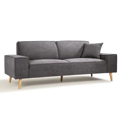 Produktbild von Hexagone – gerades 3-Sitzer-Sofa – grauer Stoff – 216 x 90 x 80 cm – Gustave